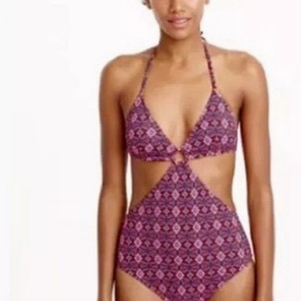 NWT JCrew Cut-Out One Piece Geo Print Bathing Suit Sz 6